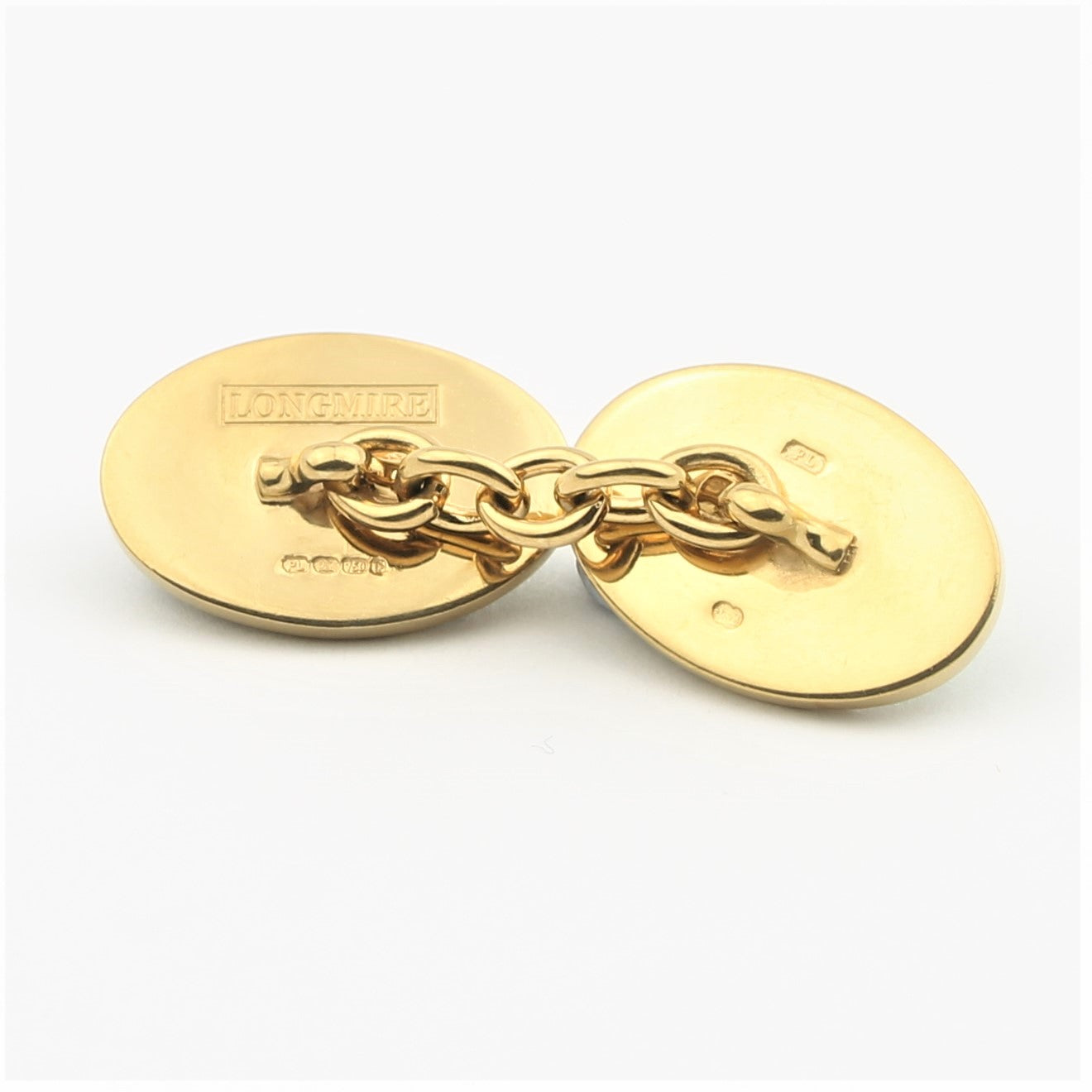 BASKET BLUE ENAMEL 18ct YELLOW GOLD CUFFLINKS - rear