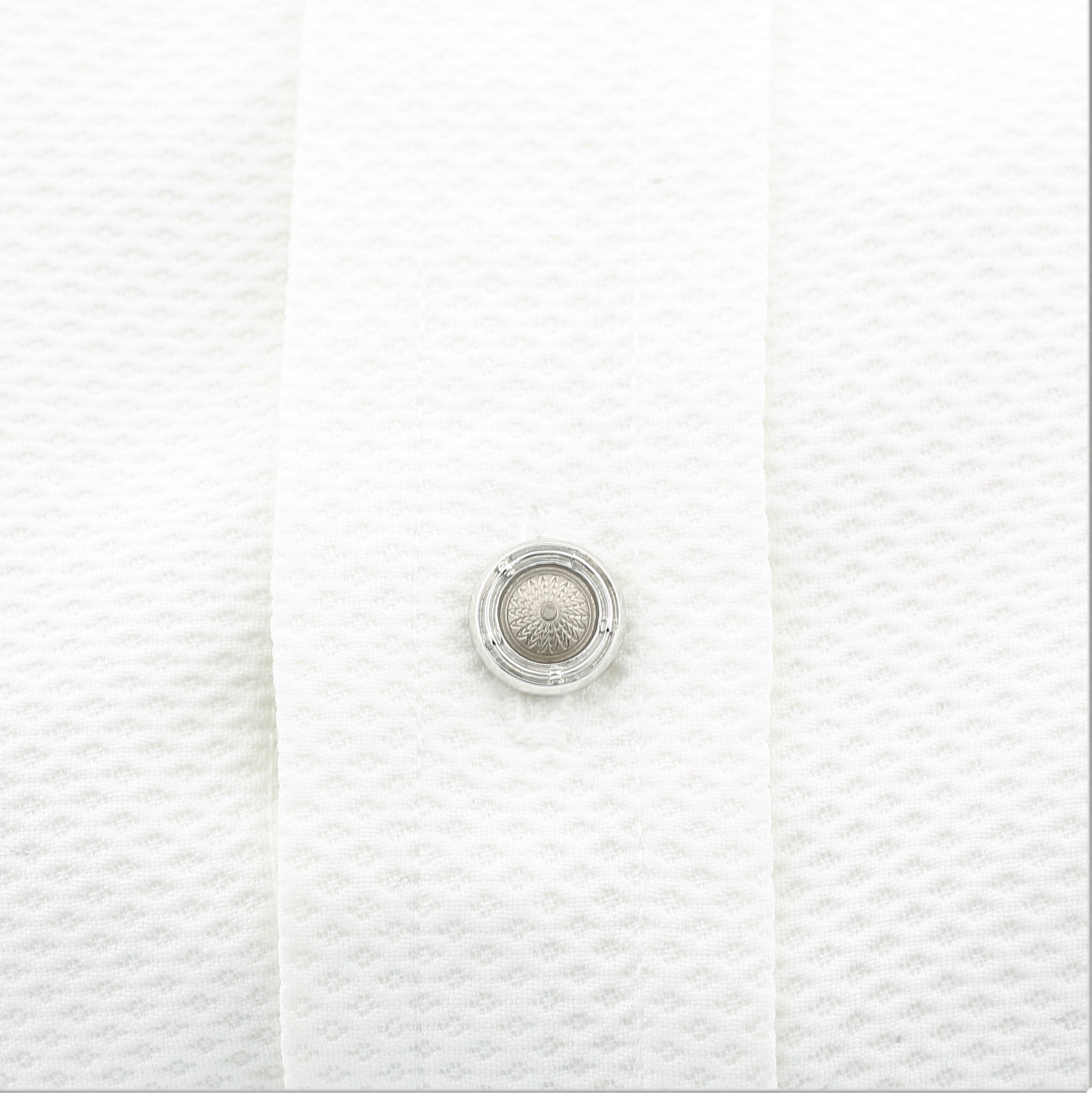 spiral translucent pale grey enamel 18ct white gold shirt studs - shirt