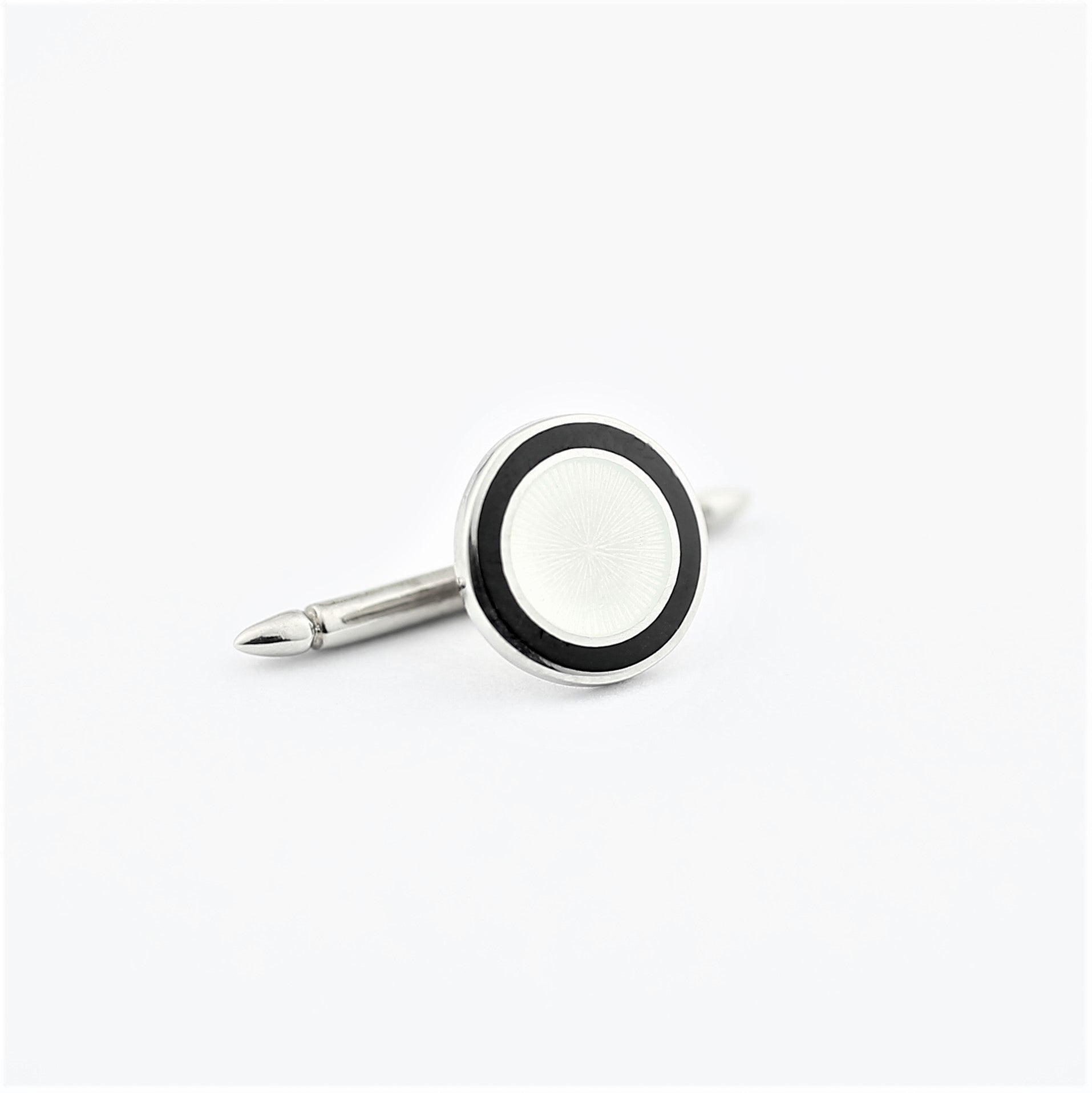 DOUBLE OVAL BLACK AND WHITE ENAMEL - shirt stud