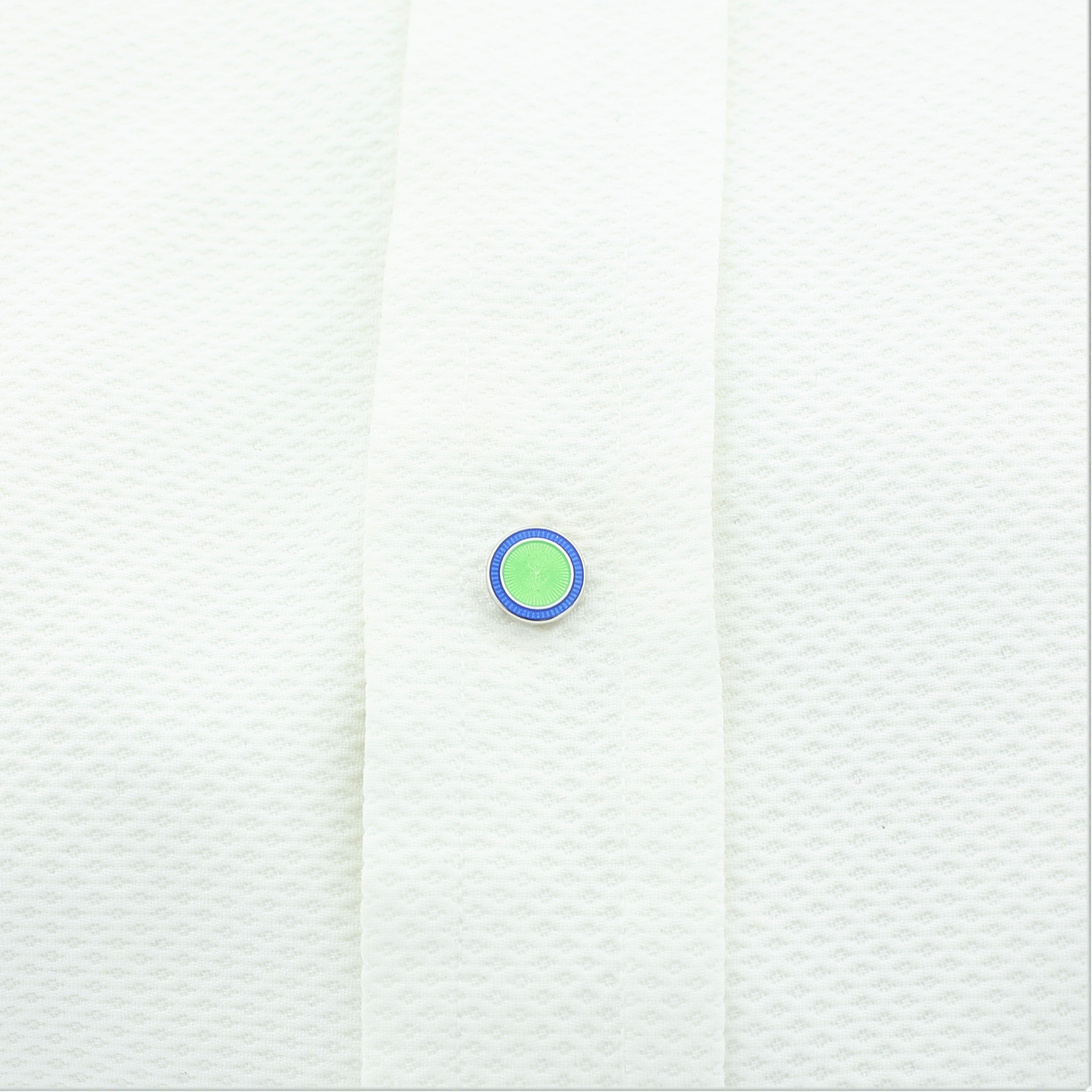 DOUBLE CIRCLE PALE BLUE/PALE GREEN ENAMEL STUD - SHIRT