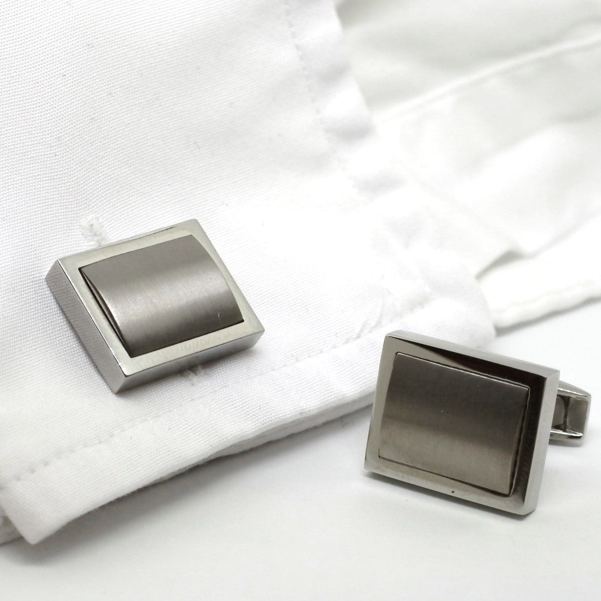 steel cufflinks in cuff
