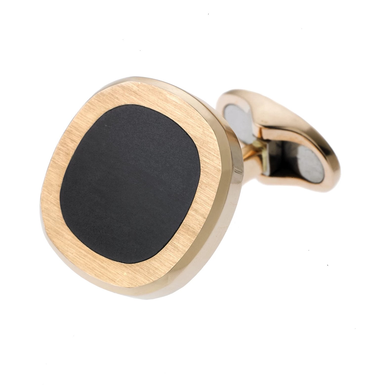 watch out! ONYX 18ct ROSE GOLD CUFFLINKS - main