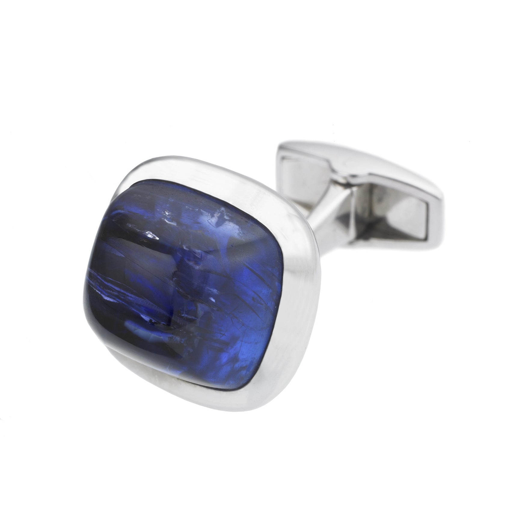 TANZANITE CABOCHON 18ct WHITE GOLD CUFFLINKS