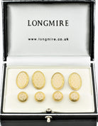 BASKET WEAVE CREAM ENAMEL dress set 18ct YELLOW GOLD