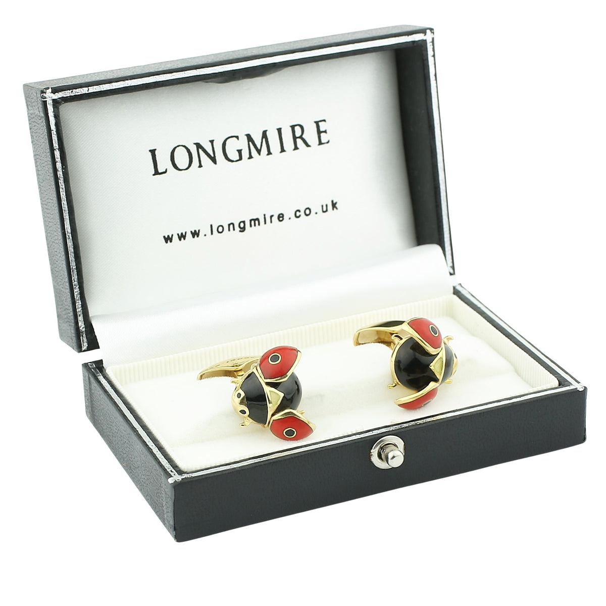 caricature ladybird 18ct yellow gold cufflinks - boxed