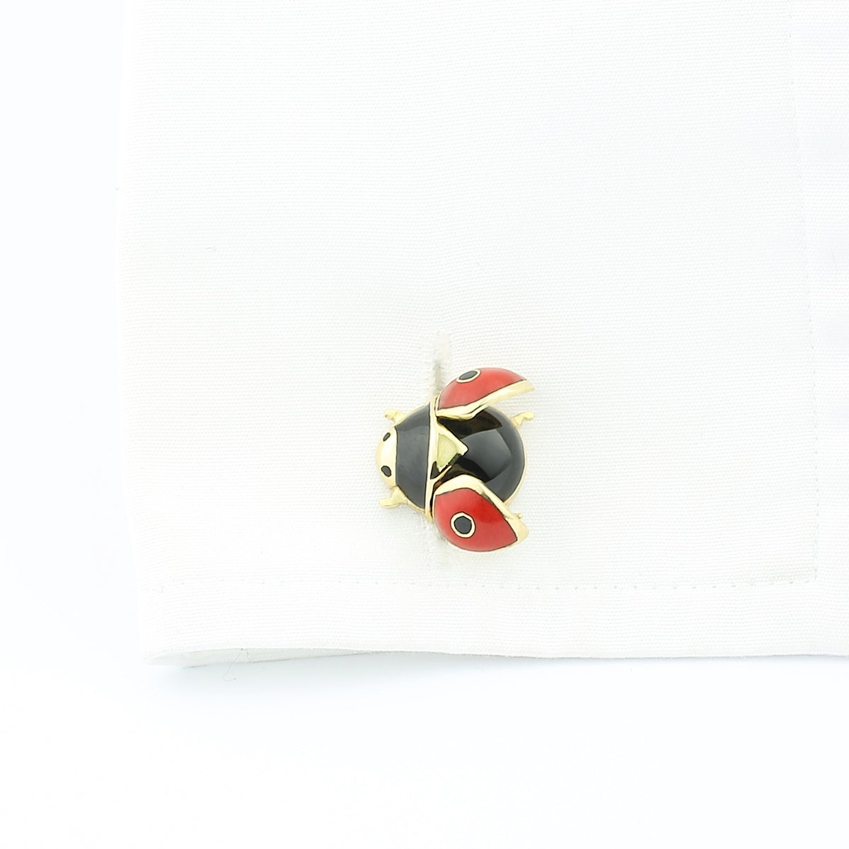 caricature ladybird 18ct yellow gold cufflinks - cuff