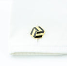 1930s inspired black/cream 18ct yellow gold cufflinks - cuff