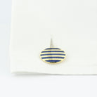 pinstripe blue enamel 18ct yellow gold cufflinks - cuff