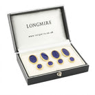 basket weave blue enamel dress set 18ct yellow gold - boxed