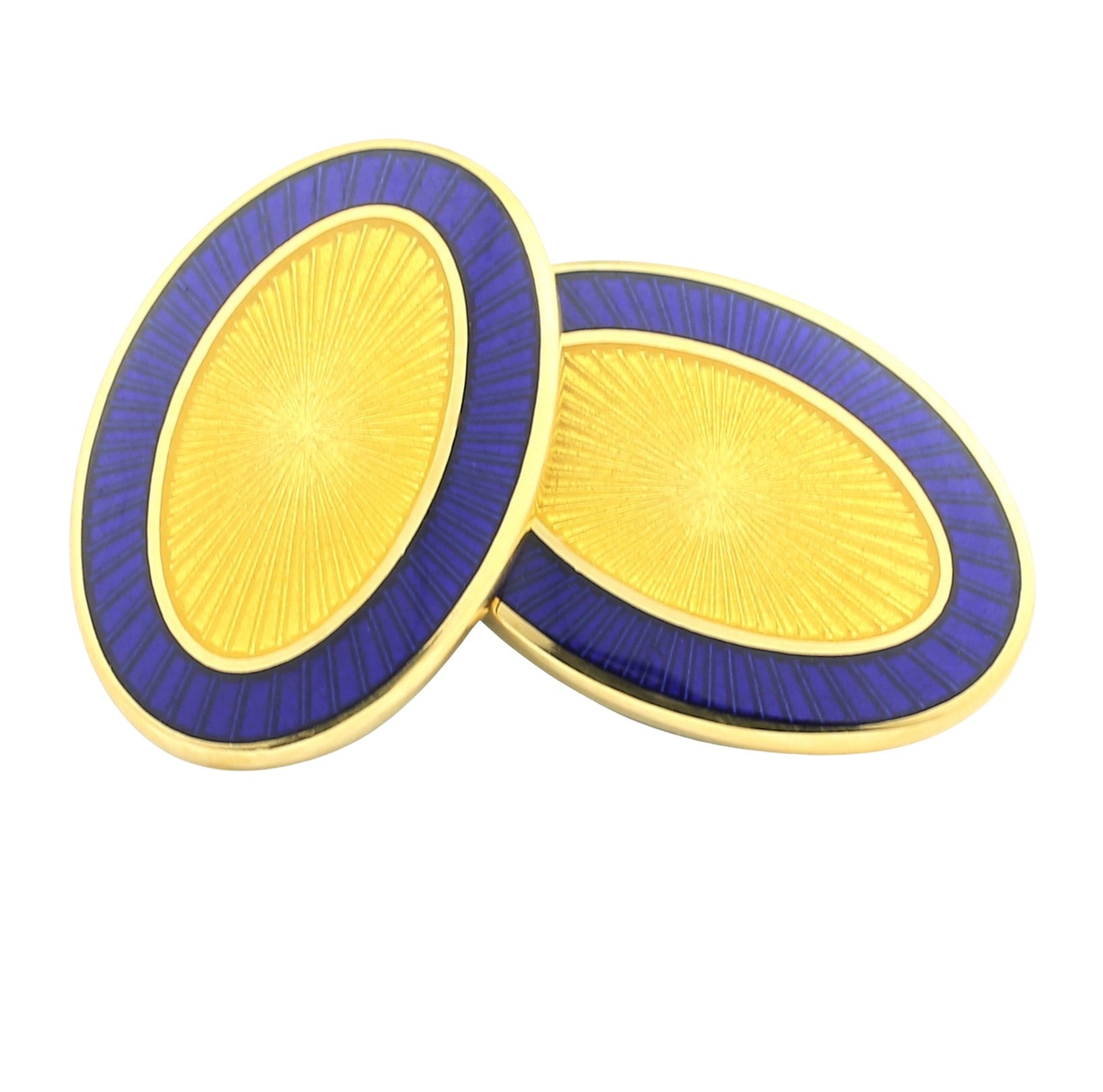 DOUBLE OVAL BLUE/YELLOW ENAMEL 18ct YELLOW GOLD CUFFLINKS main