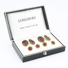 double oval black/red enamel dress set 18ct yellow gold - boxed