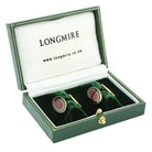 double oval back/red 18ct yellow gold cufflinks - boxed