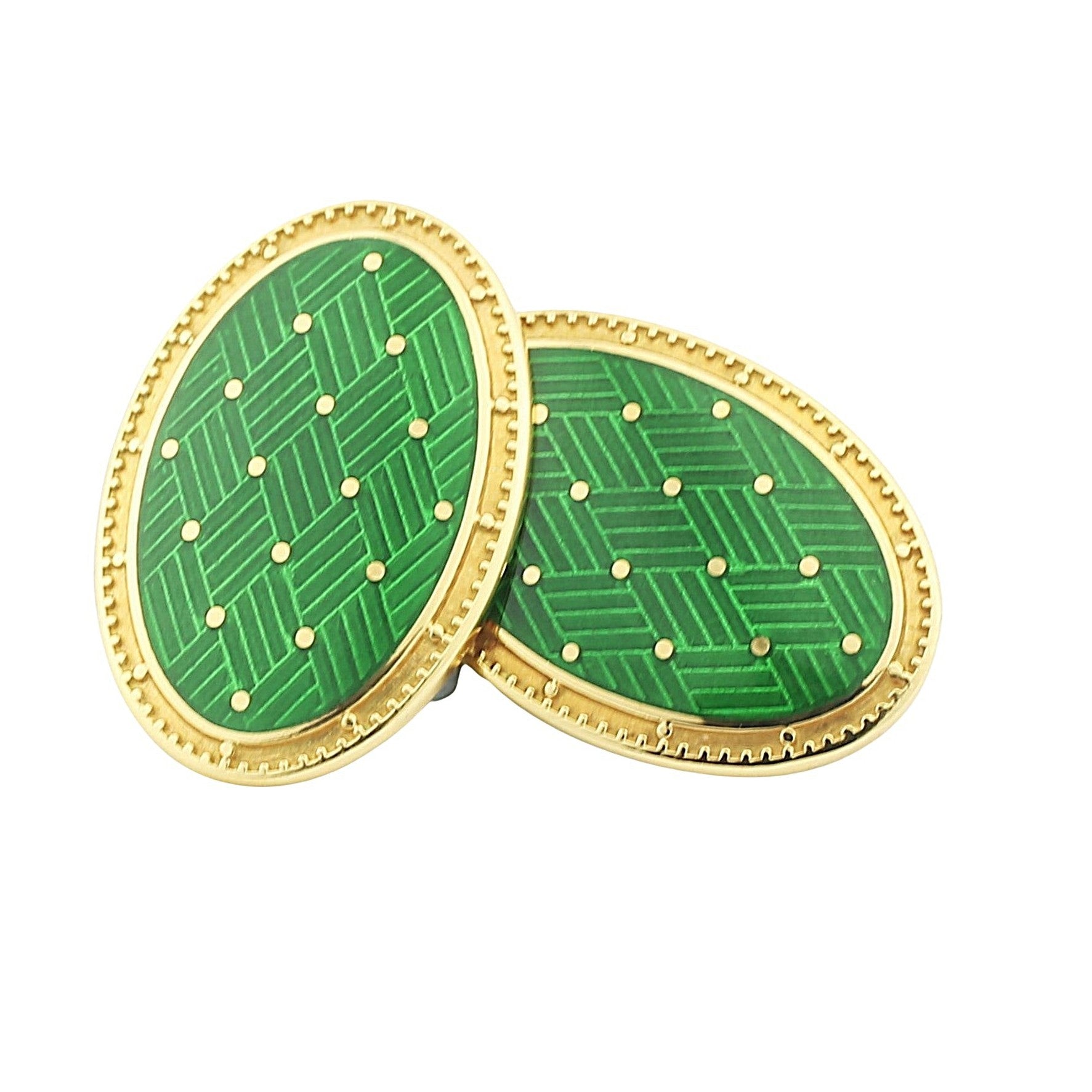 basket emerald green enamel 18ct yellow gold cufflink - main