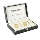 WAVY CREAM ENAMEL 18ct YELLOW GOLD CUFFLINKS - boxed