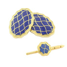 wavy blue enamel dress set 18ct yellow gold - cufflinks and studs