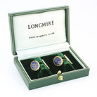 wavy blue enamel dress set 18ct yellow gold - boxed cufflinks