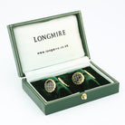 WAVY black ENAMEL 18ct YELLOW GOLD CUFFLINKS - boxed