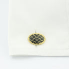 WAVY black ENAMEL 18ct YELLOW GOLD CUFFLINKS - cuff