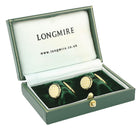 wavy black/cream enamel 18ct yellow gold cufflinks - boxed