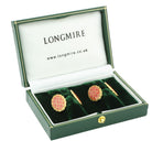 WAVY peach ENAMEL 18ct yellow gold CUFFLINKS - boxed