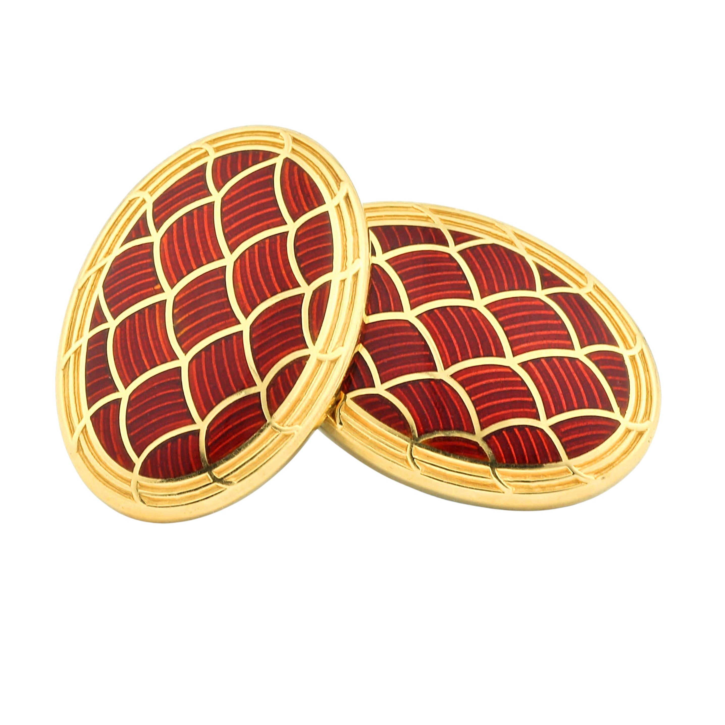 FIELD RED ENAMEL 18ct YELLOW GOLD CUFFLINKS - main
