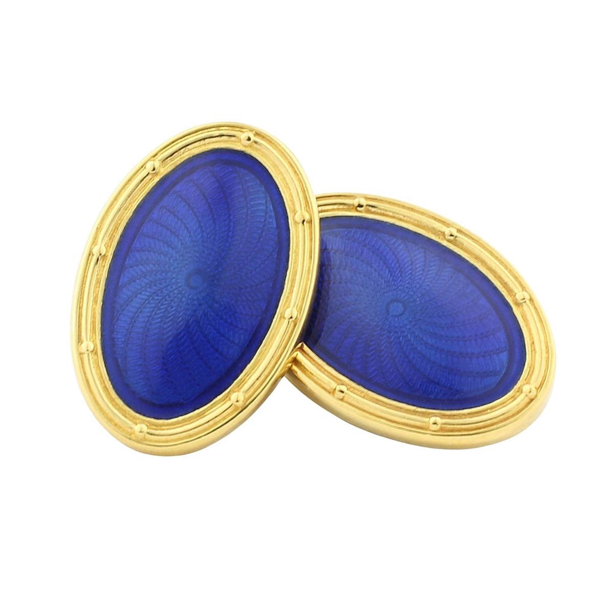 SPIRAL blue ENAMEL DRESS SET 18ct yellow gold - cufflinks