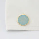 star swirl sky blue enamel 18ct yellow gold cufflinks - cuff