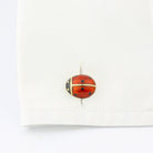 miniature ladybird/bug hand enamelled 18ct yellow gold cufflinks - cuff