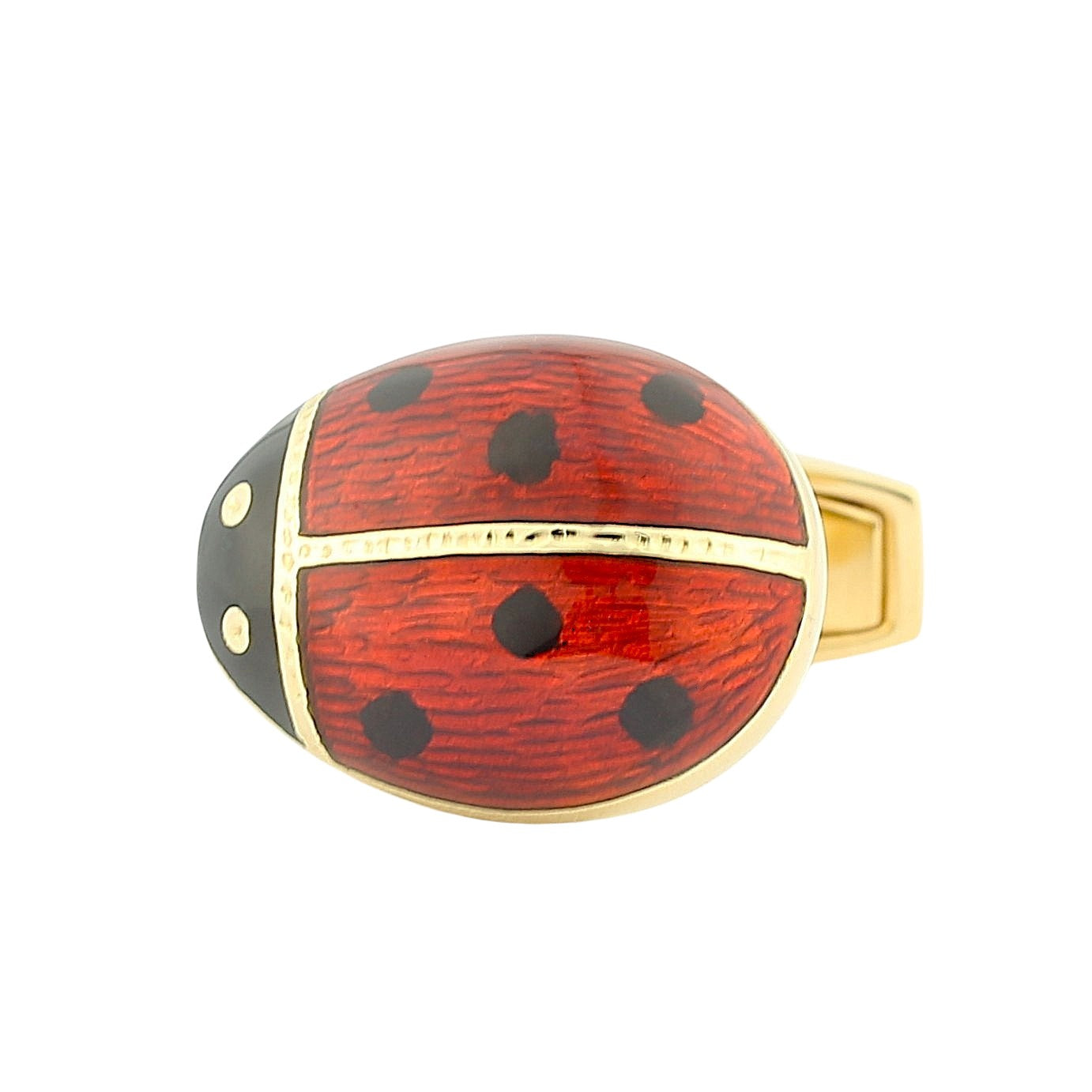 ladybird/bug hand enamelled t-bar 18ct yellow gold cufflinks - main