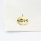 fish and fly hand enamelled 18ct YELLOW GOLD CUFFLINKS - cuff