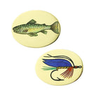 fish and fly hand enamelled 18ct YELLOW GOLD CUFFLINKS- main