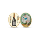 the road to ruin four vices enamellled 18k yellow gold cufflinks - wine and women
