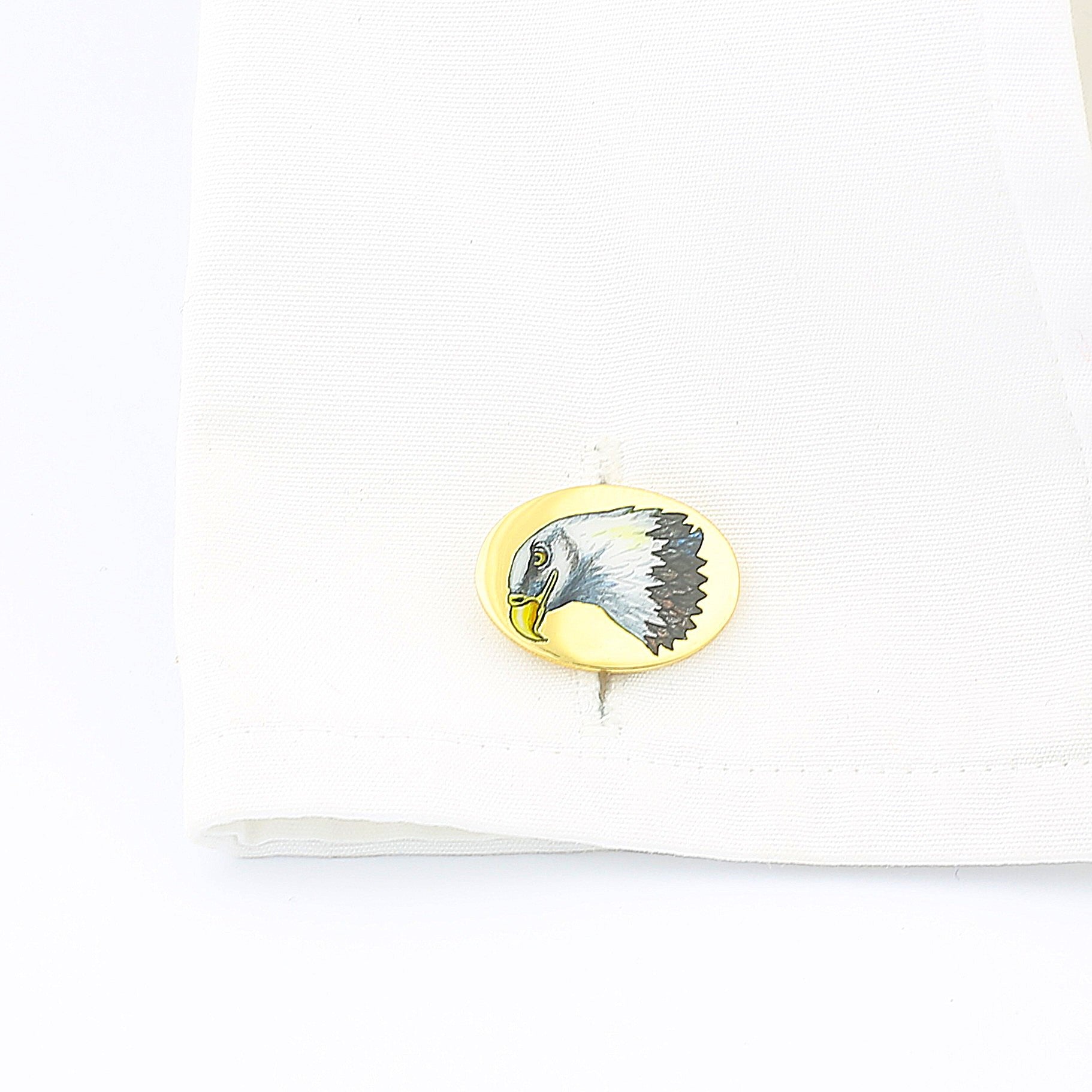 AMERICAN EAGLE 18ct YELLOW GOLD CUFFLINKS - cuff
