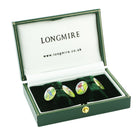 golfers PAINTED BACKGROUND 18ct YELLOW GOLD CUFFLINKS - boxed