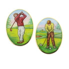 golfers PAINTED BACKGROUND 18ct YELLOW GOLD CUFFLINKS