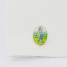 golfers PAINTED BACKGROUND 18ct YELLOW GOLD CUFFLINKS - cuff