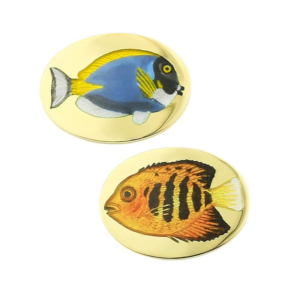 TROPICAL FISH 18ct YELLOW GOLD CUFFLINKS - main