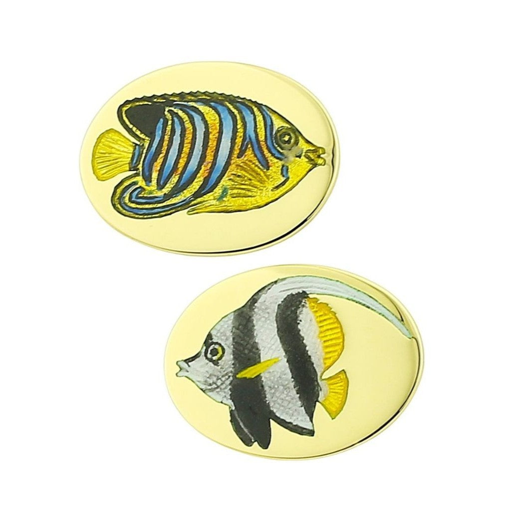 TROPICAL FISH 18ct YELLOW GOLD CUFFLINKS