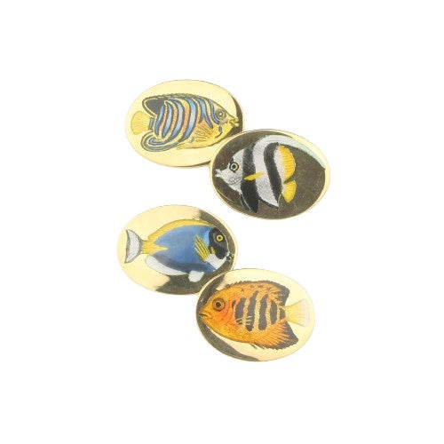 TROPICAL FISH 18ct YELLOW GOLD CUFFLINKS - main