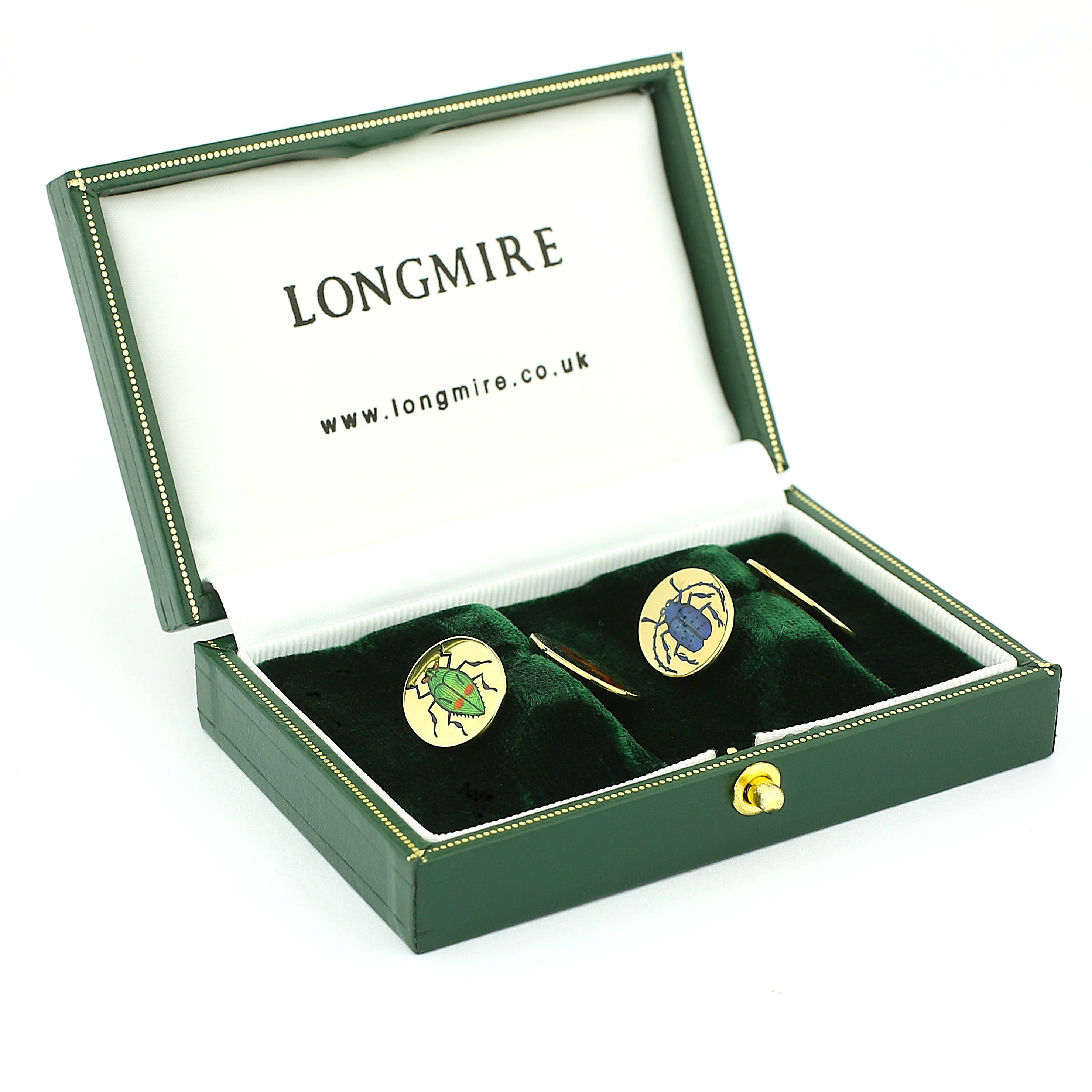 SCARAB 18ct YELLOW GOLD CUFFLINKS - boxed
