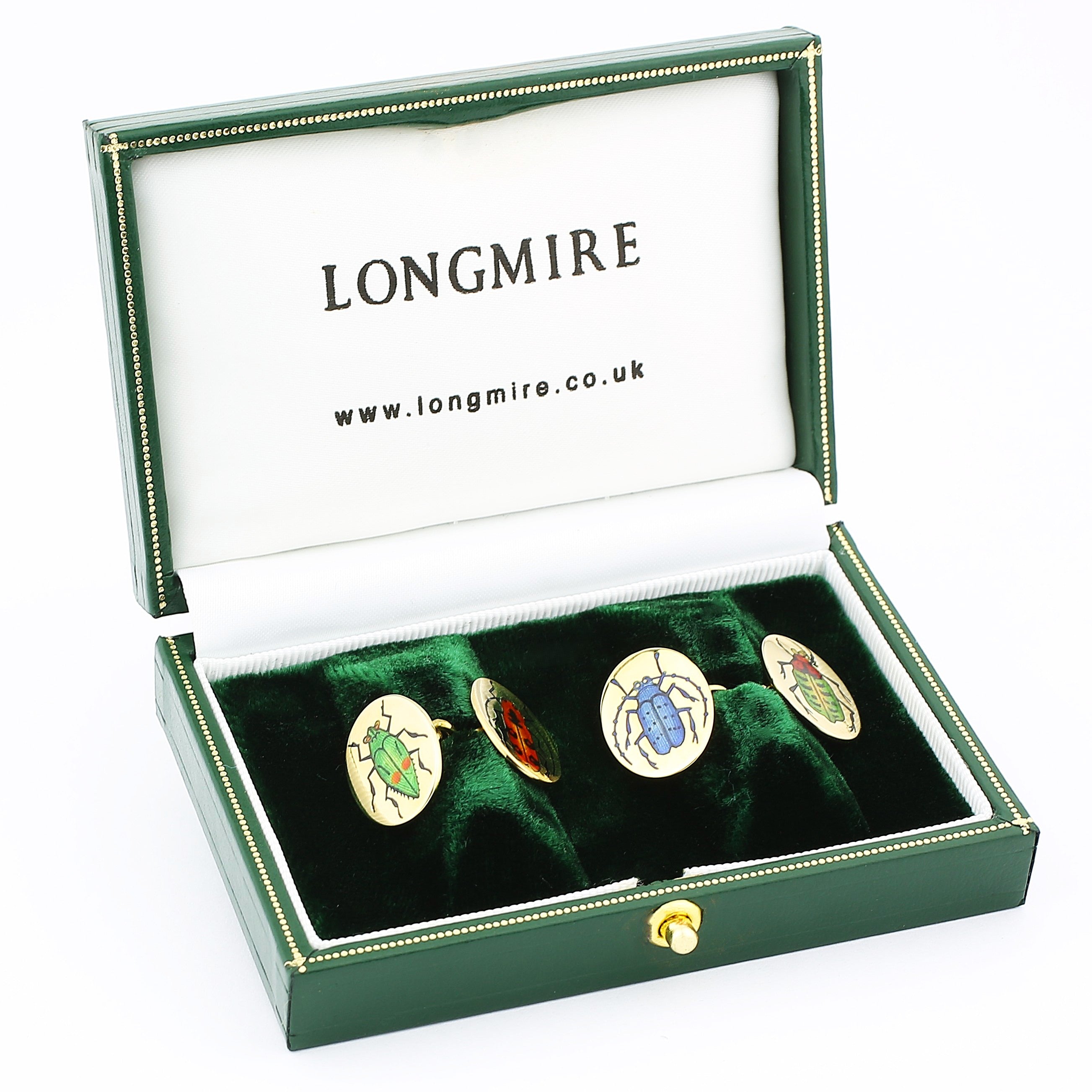 SCARAB 18ct YELLOW GOLD CUFFLINKS - boxed