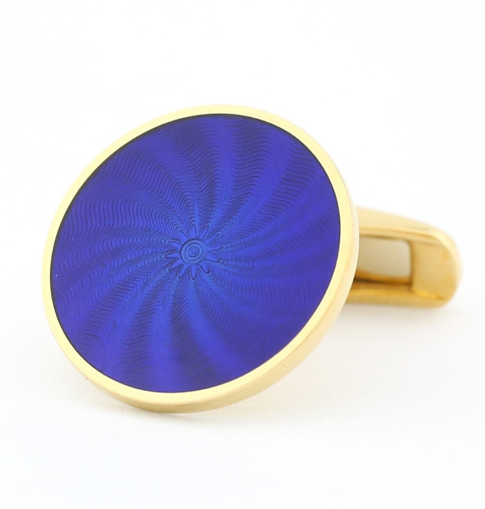 star swirl royal blue enamel 18ct yellow gold cufflinks - main