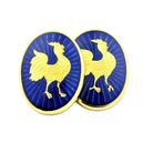 COCKEREL PAILLON BLUE ENAMEL 18ct yellow GOLD CUFFLINKS - main