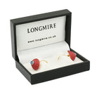 strawberry top shell sapphire 18ct yellow gold cufflinks - boxed