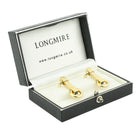 round snaffle sapphire terminal 18k yellow gold cufflinks - boxed