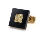 onyx lemon citrine square 18ct yellow gold cufflinks - main 