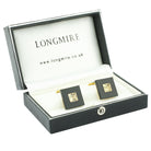 onyx lemon citrine square 18ct yellow gold cufflinks - boxed