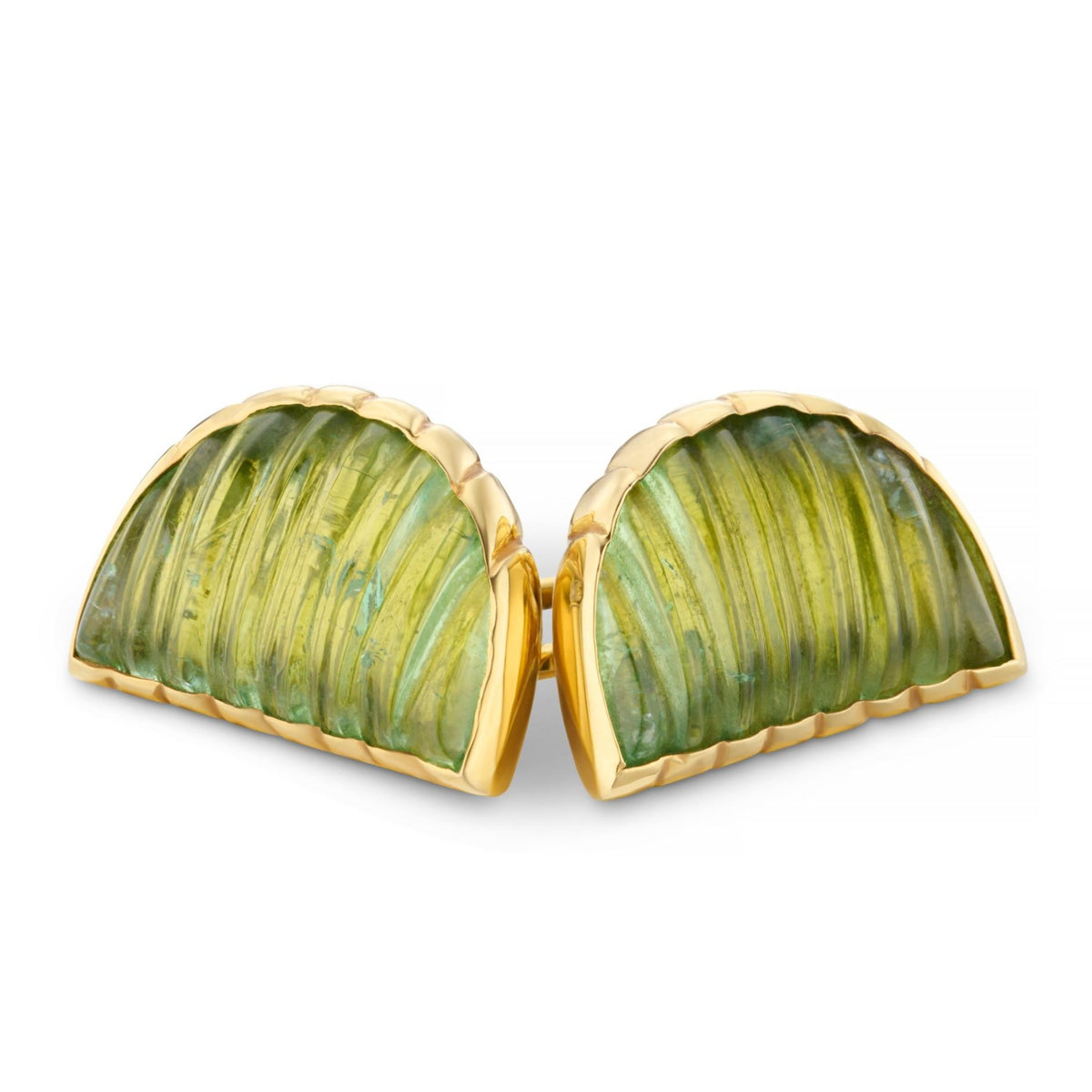 ribbed lime green tourmaline 18k yellow gold cufflinks - main