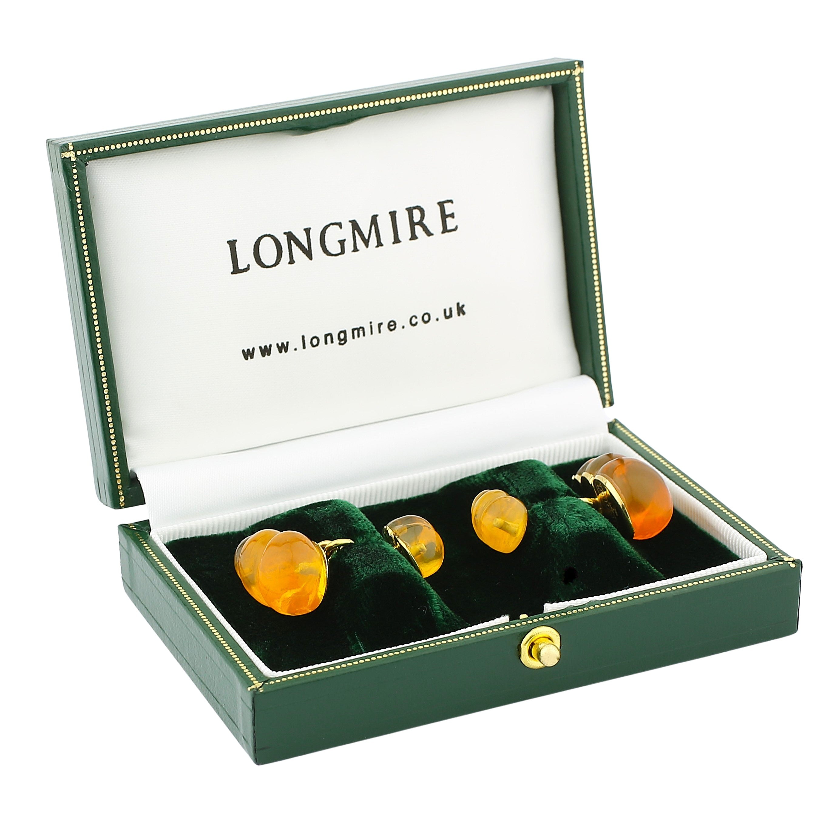 cone shells fire opal 18ct yellow gold cufflinks - boxed