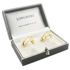 DOUBLE STIRRUP 18ct YELLOW GOLD CUFFLINKS - boxed